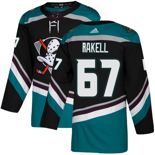 Adidas Ducks #67 Rickard Rakell Black/Teal Alternate Authentic Youth Stitched NHL Jersey